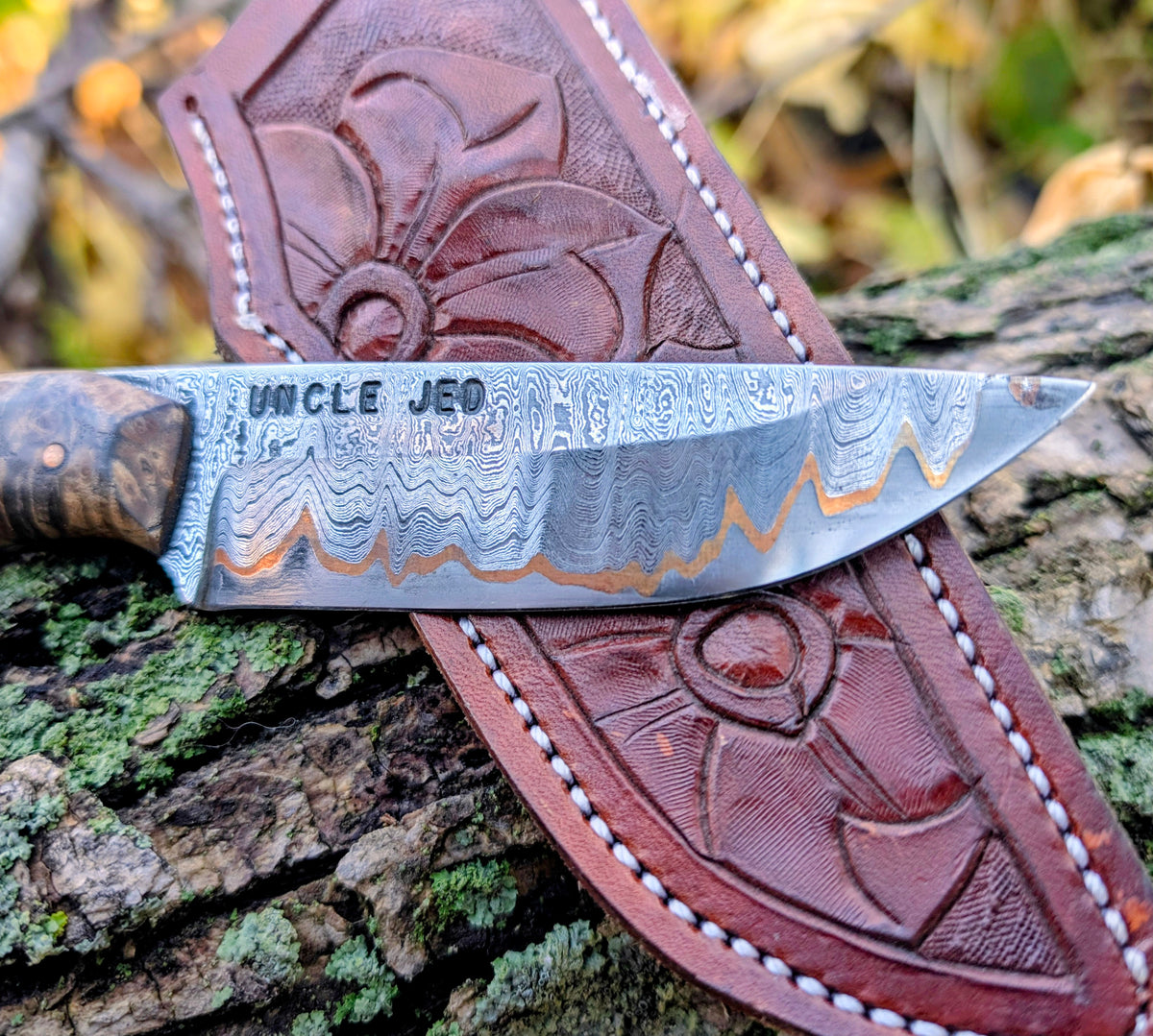Damascus Cu Mai Drop Point