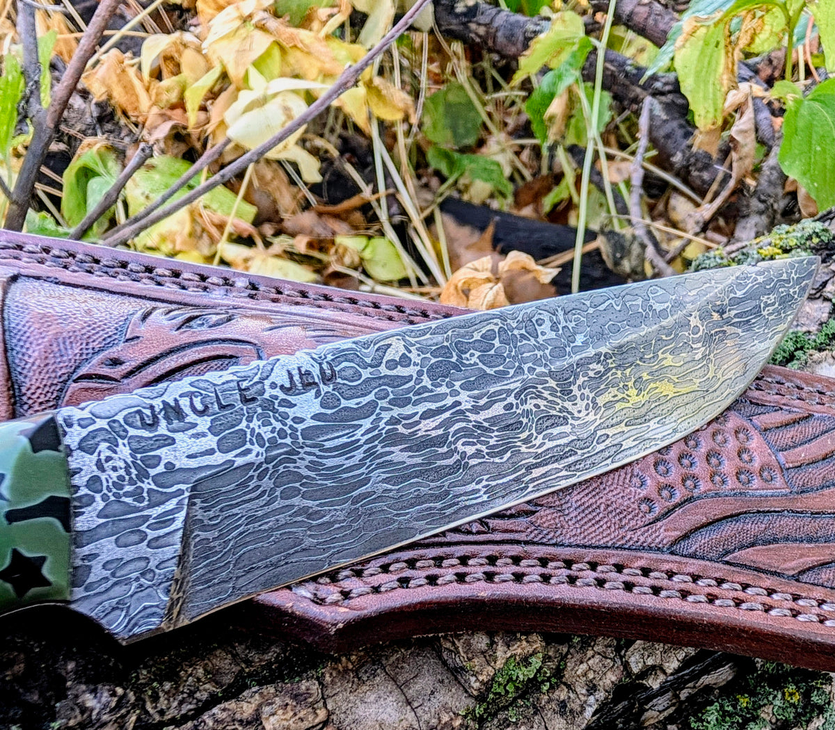 Damascus Drop Point