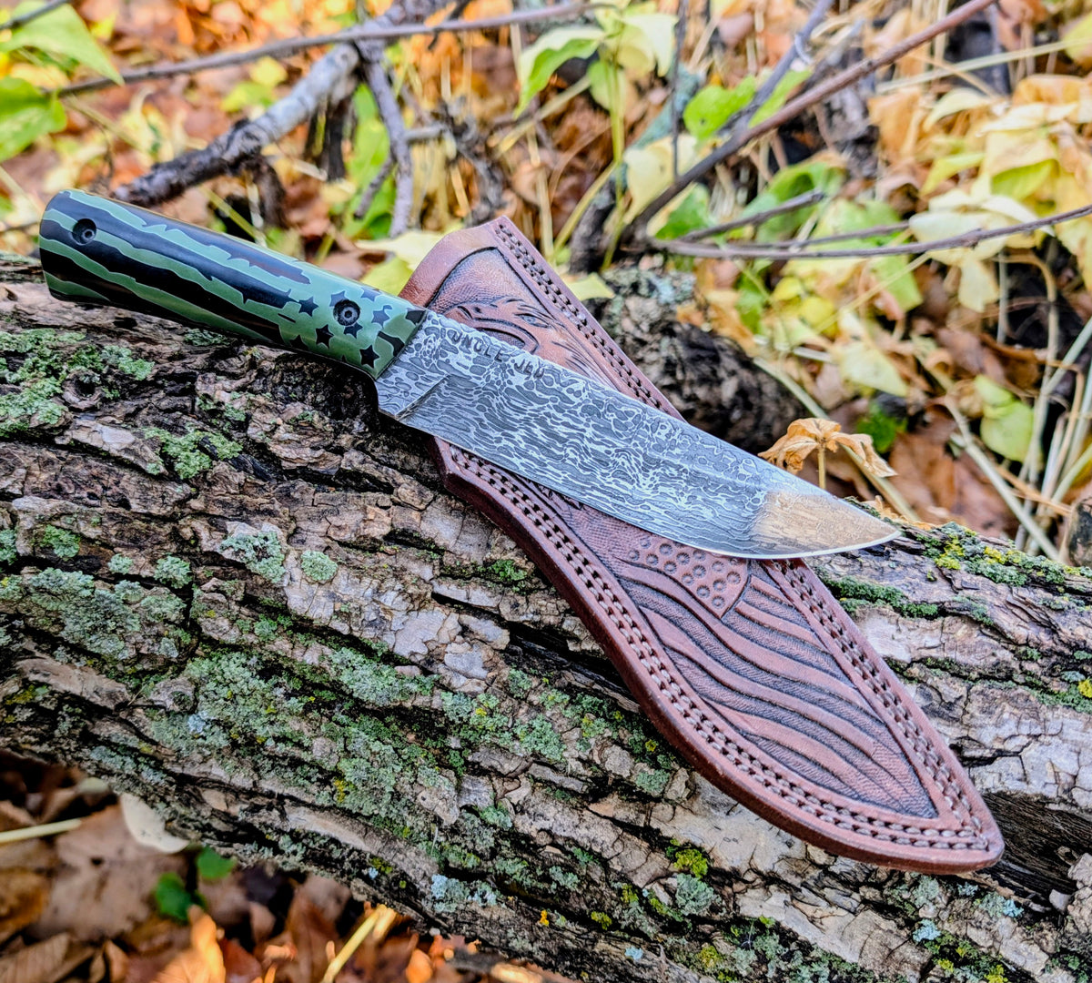 Damascus Drop Point