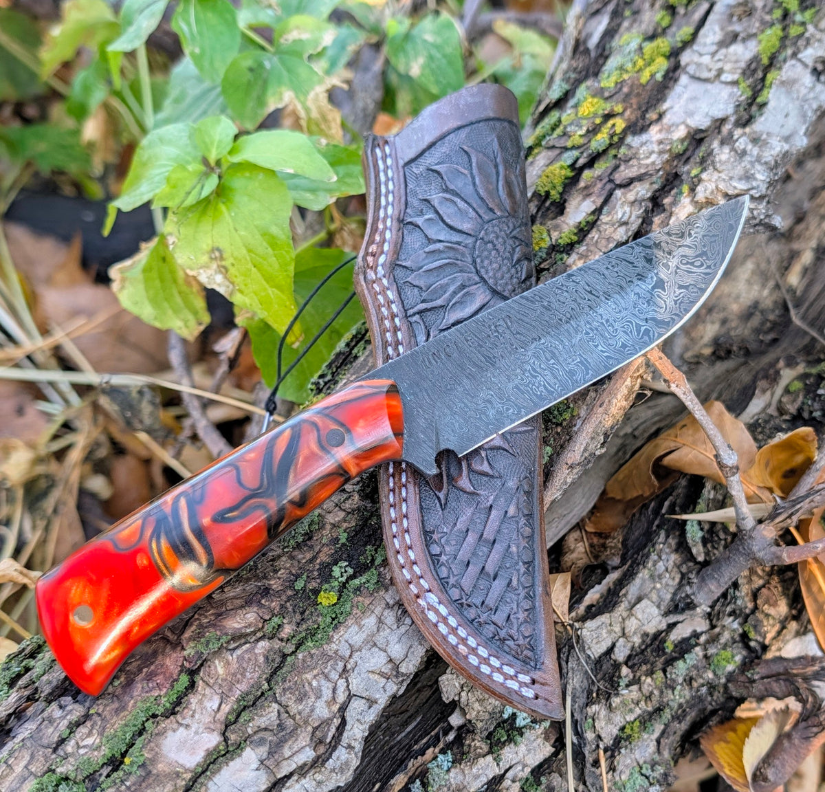 Damascus Drop Point