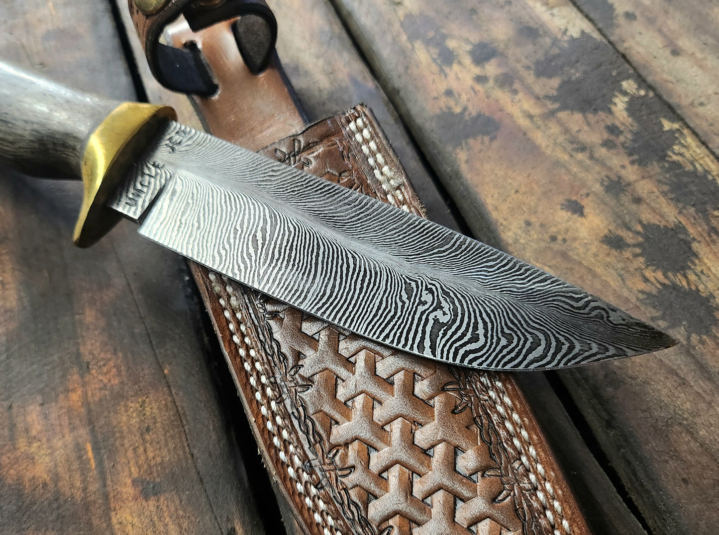 Damascus Drop Point