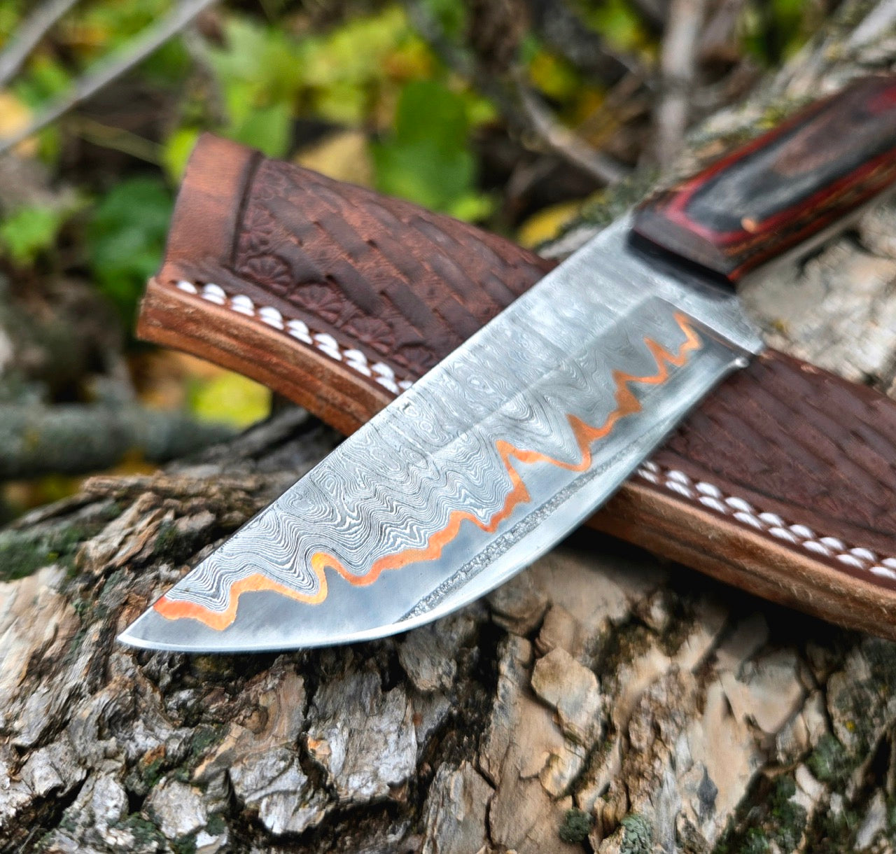 Damascus Cu Mai Drop Point