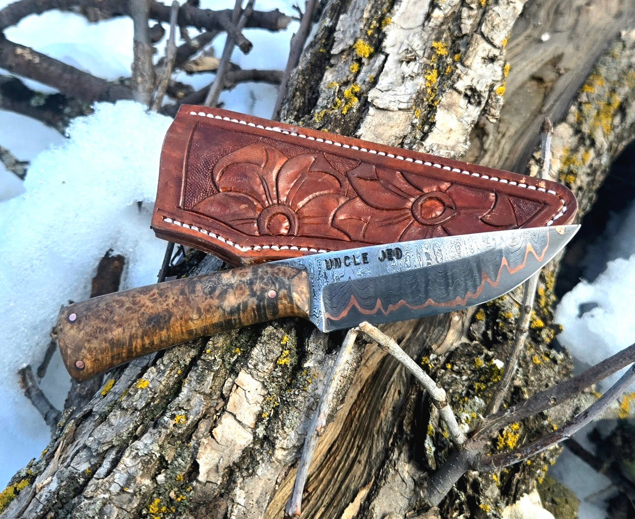 Damascus Cu Mai Drop Point