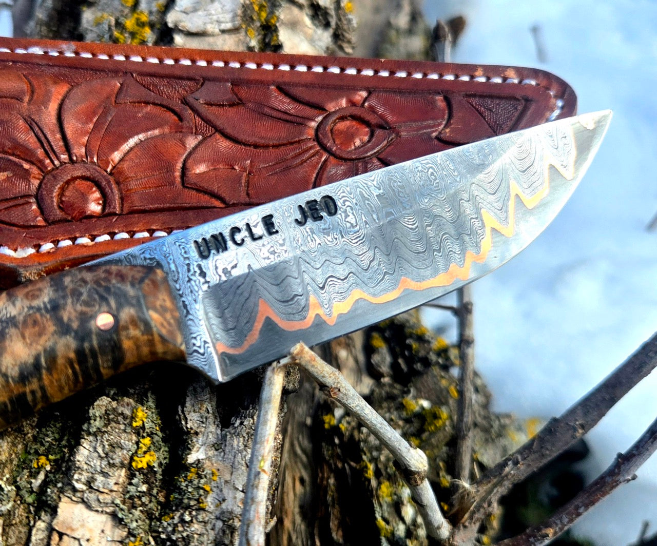 Damascus Cu Mai Drop Point