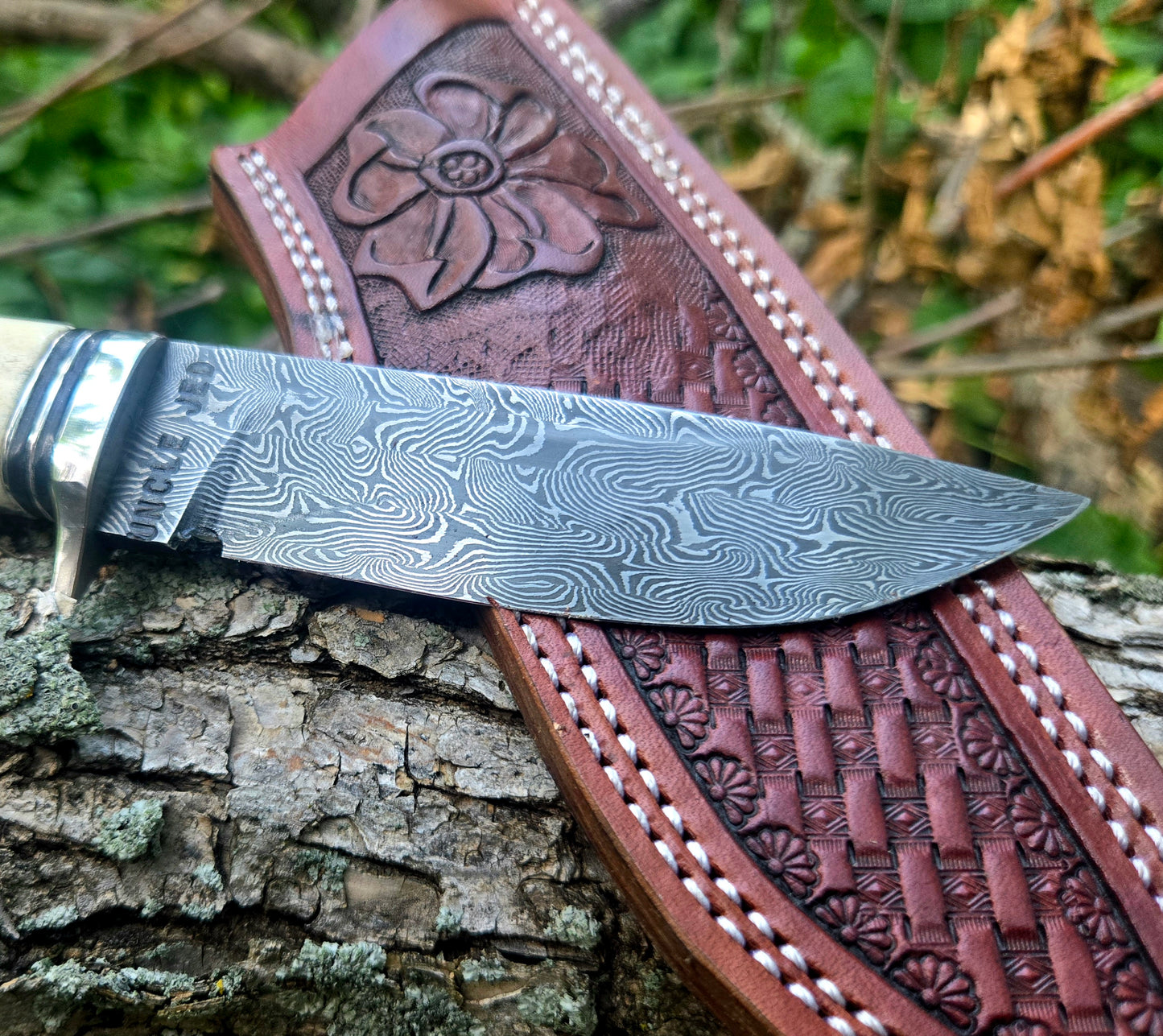 Damascus Drop Point