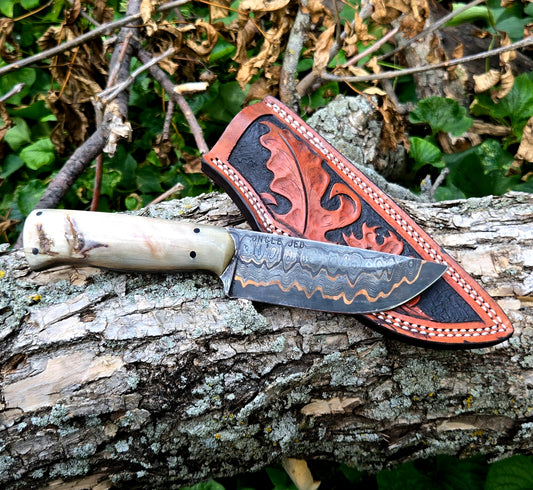 Copper Damascus Drop Point
